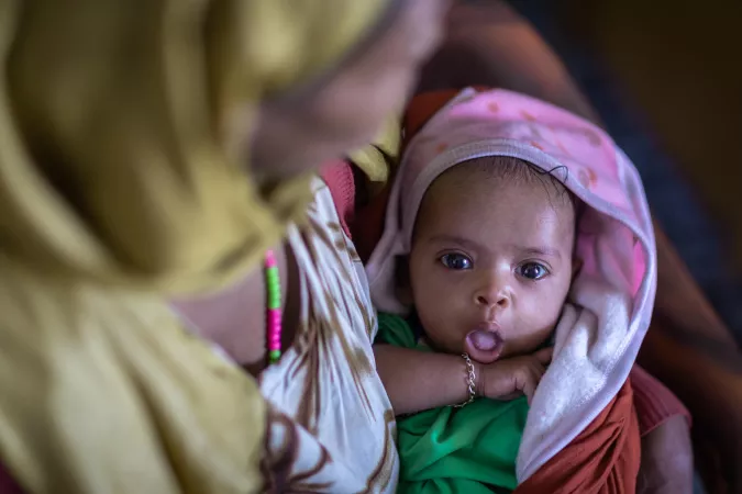 Rehima Desiosio and her two-month-old baby, Shurki. attend a routine check-up at Kolabe Bale Health Post in Sire, Oromia Region, Ethiopia.