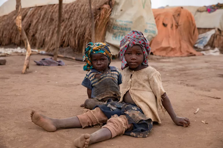 Two boys in Loda IDP camp in Djugu territory, Ituri province.