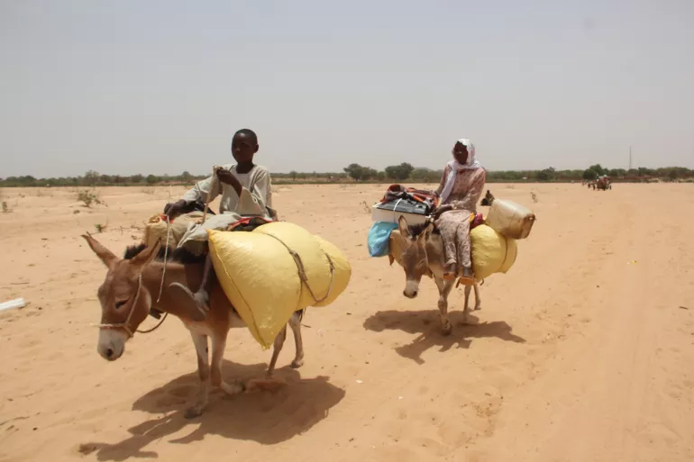On 27 April 2023, as conflict escalates in Sudan, refugees arrive in the Chadian village of Koufroun, which is situated on the Chad-Sudan border. 