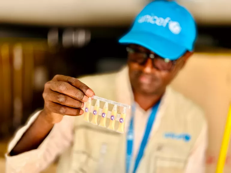 Cholera vaccines in a refrigerated trucks outside a warehouse in Port Sudan, ready to be transported to Kassala, Gedarif and Nile&nbsp;River&nbsp;states, 5 October 2024