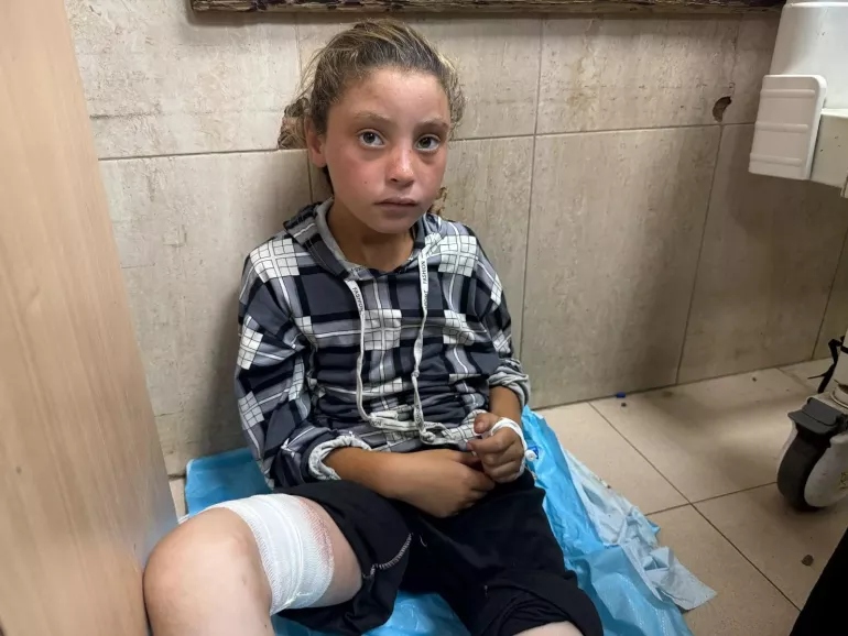10-year-old Reema, one of the survivors of an airstrike at a nutrition point in Deir El Balah, which killed 15 Palestinians, including nine children and four women. 10 July 2025 