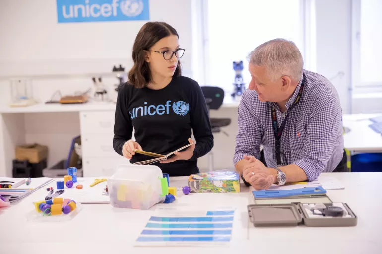 UNICEF Goodwill Ambassador Millie Bobby Brown at UNICEF&rsquo;s global supply hub in Copenhagen, Denmark.