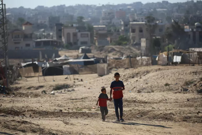 Children in UNICEF-supported Assda Safe Learning Spaces in Khan Younis southern Gaza Strip,