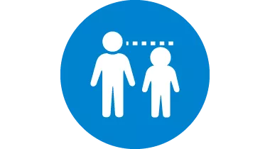 Icon representing stunting - two people with a height difference