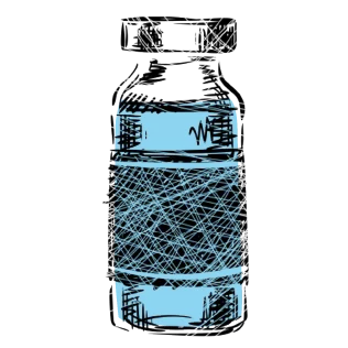 ink sketch of vaccine vial