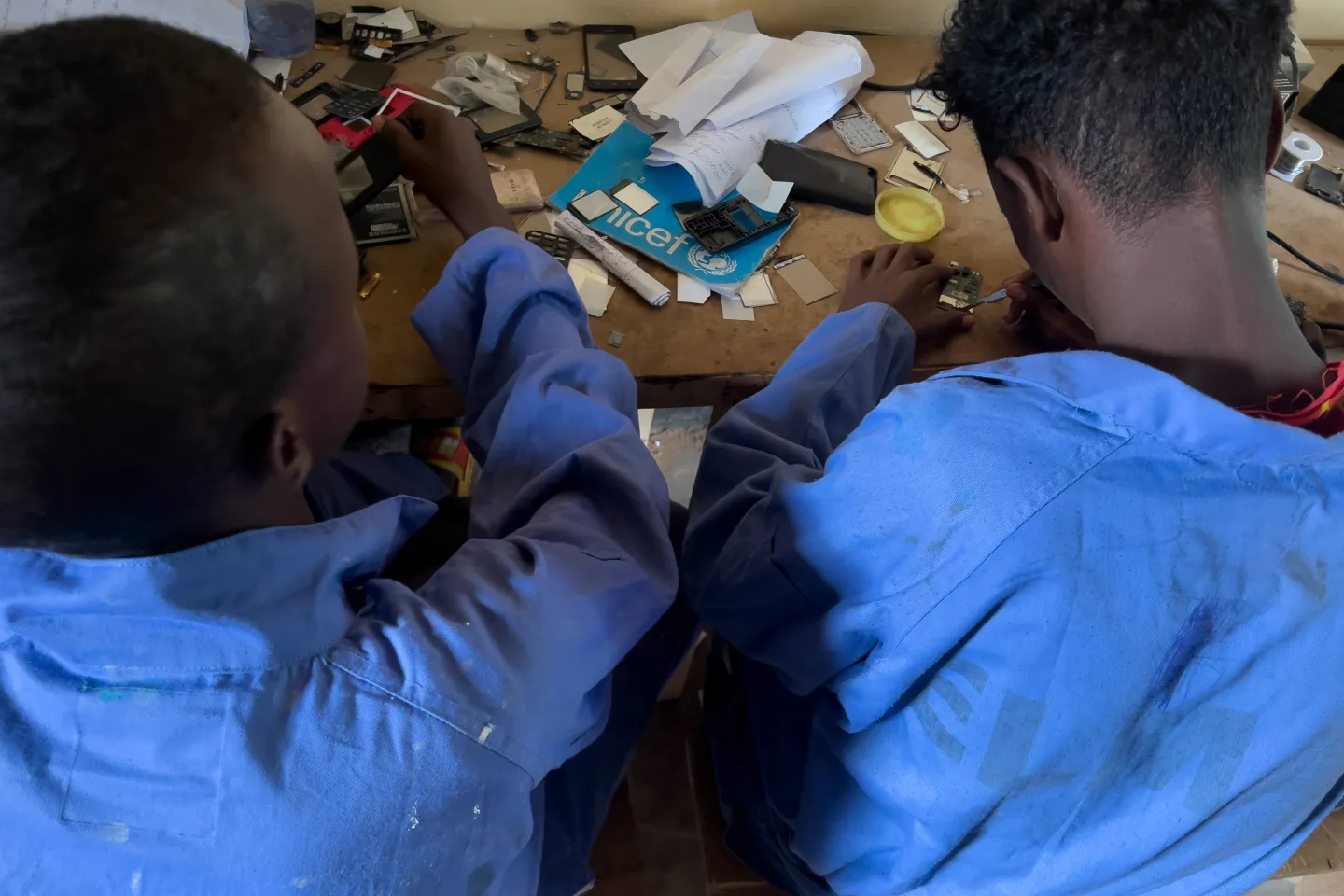 In the integration center, children learn new skills.