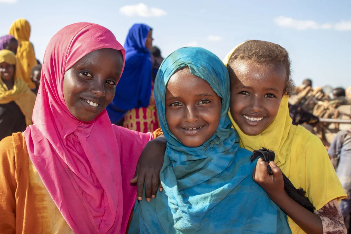 Girls collecting water in the Dollow IDP camp.