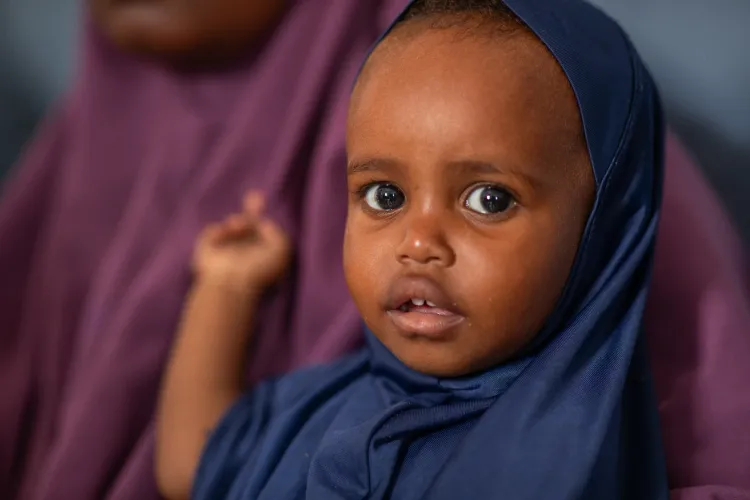 Maida Abdullahi, 18 months old, smiles at Deyniile District Hospital. 