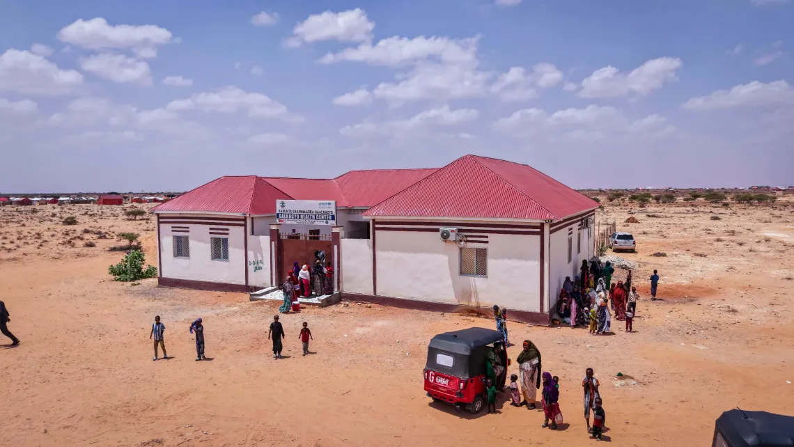 Galkayo Health Center from above, a vital facility where mothers and children receive lifesaving health and nutrition services.
