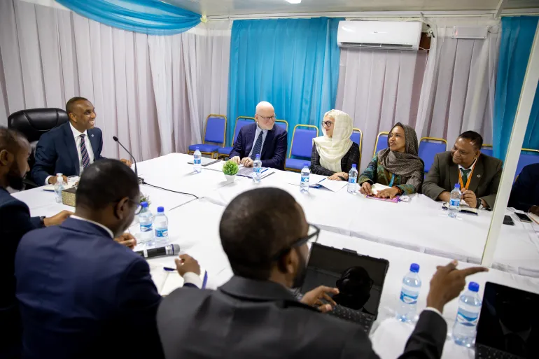 H.E the Prime Minister of Somalia, Mr. Hamza Abdi Barre chairs a high-level consultative meeting with BMGF, WHO and UNICEF on 12 October 2023. 