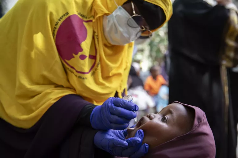 A child getting vaccinated. 
