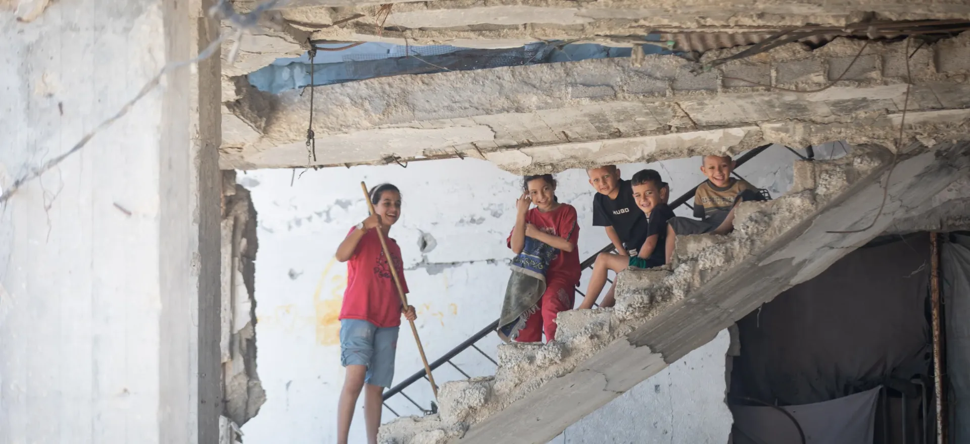 Children in destroyed house 