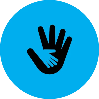 Icon showing a child's hand in an adult's.