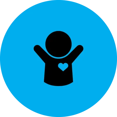 Icon showing a child with a heart logo.