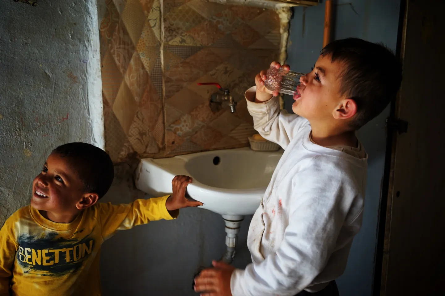 Boy drinking water