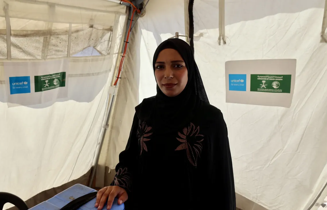 Manar, 19, visited the Gaza City mobile health clinic for a regular checkup on her pregnancy, receiving counselling and a reassuring ultrasound.