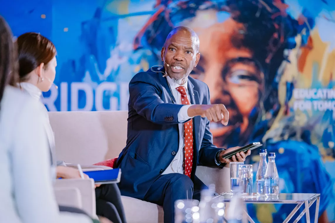 Mr Seliki Tlhabane, Chief Director of Maths, Science and Technology and Curriculum Enhancement at the Department of Basic Education, engages in a panel discussion.