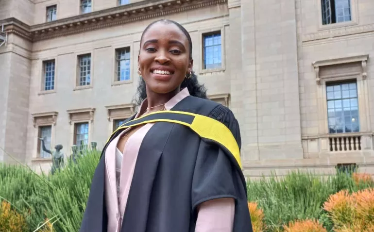 Portrait of Masego Mokgwetsi at graduation