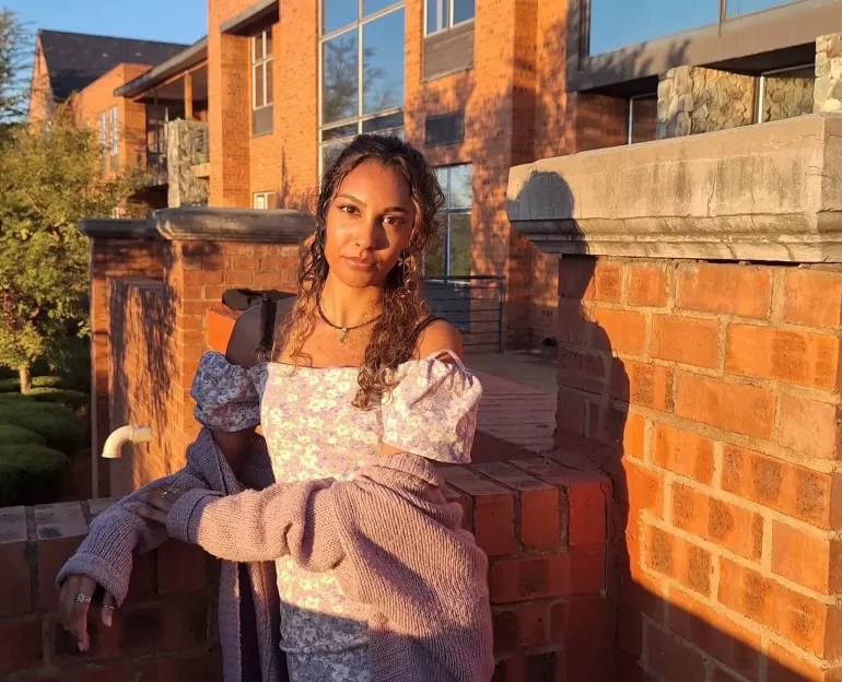 portrait of a young woman in the afternoon sun