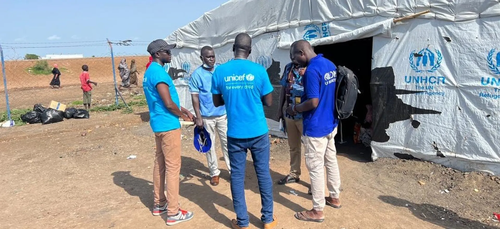 UNICEF and IOM teams at the transit site where they support returnees, providing health and nutrition services, Renk, South Sudan.