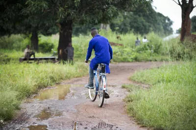 Gabriel riding his bike