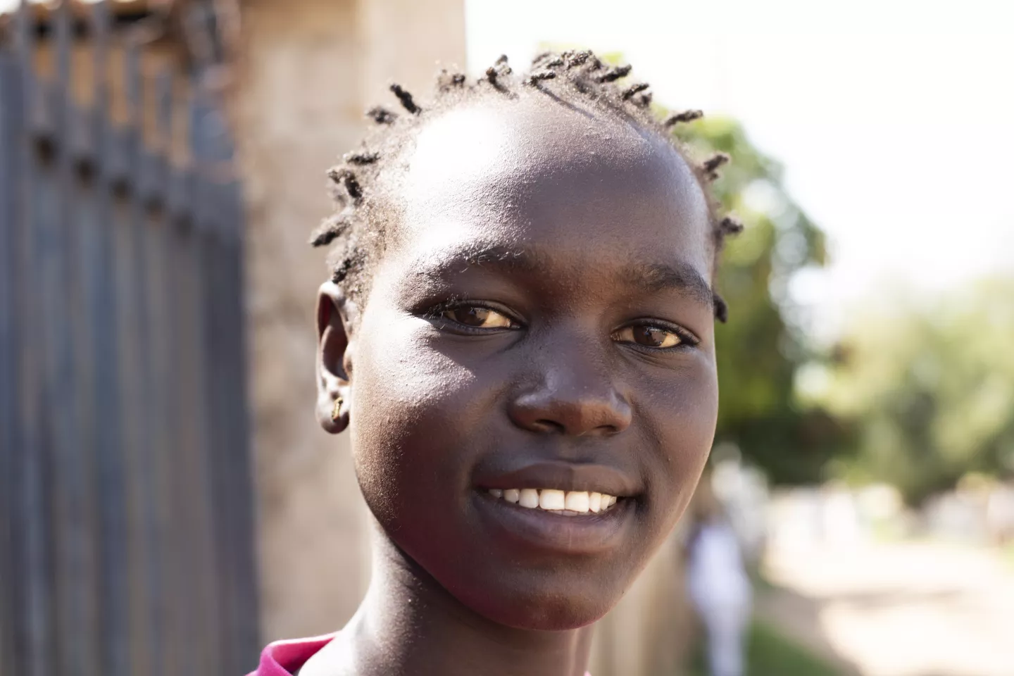 A girl looking into the camera