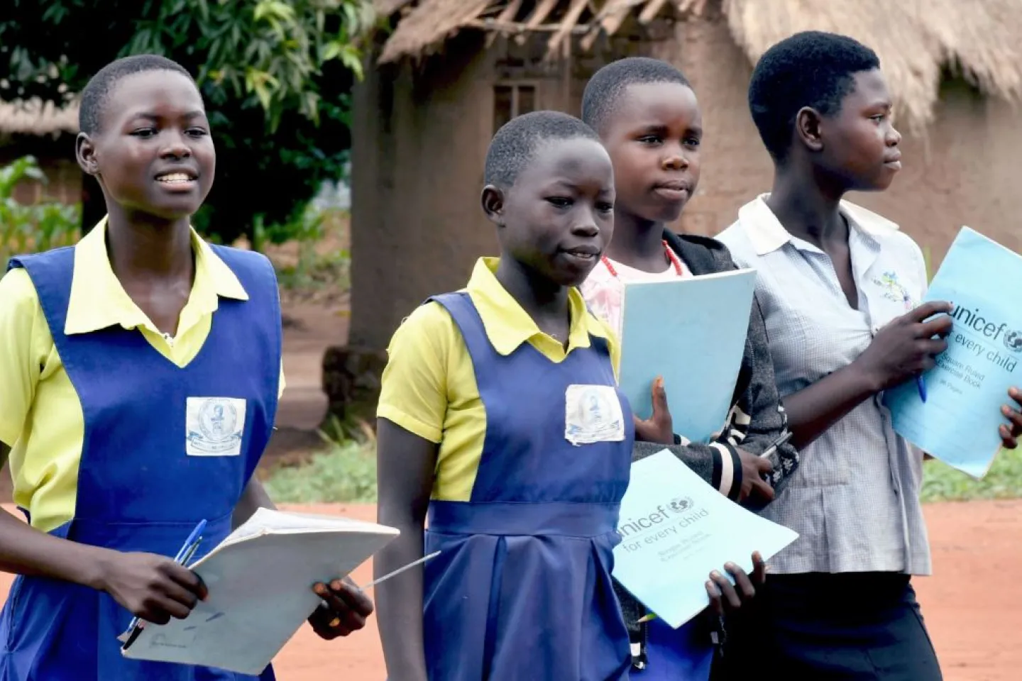 Young girls heading to their school