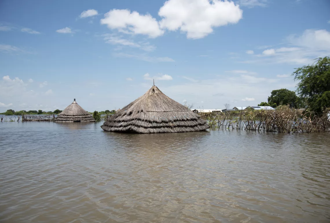 A flooded house in Pibor