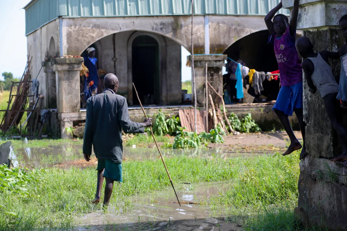 An abandoned school has become a permanent home for many people displaced by floods.