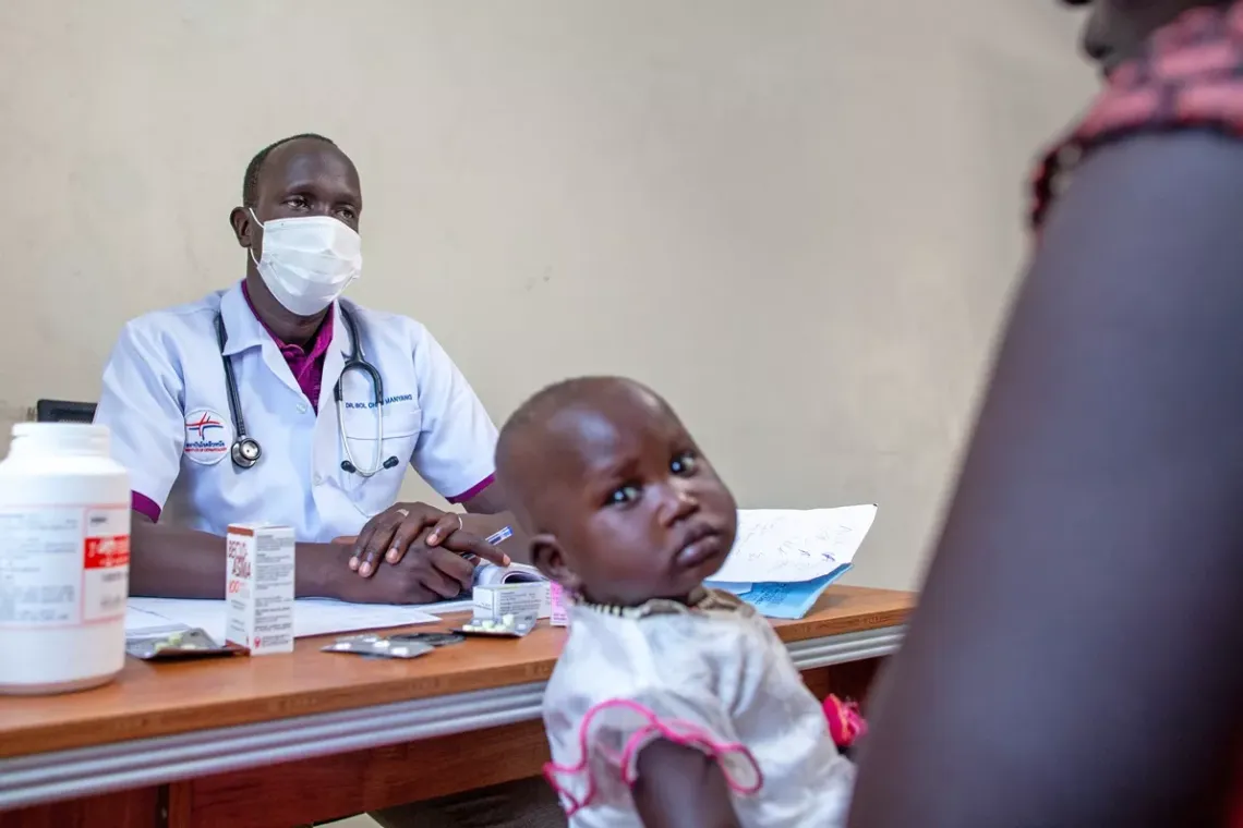 Doctor chaw is photographed as he is doing a consultation at Bor Hospital, South Sudan