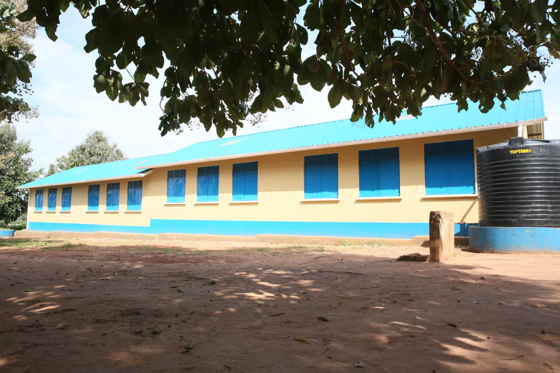 2 brand new blocks of 8 classrooms in Oyere Primary School.