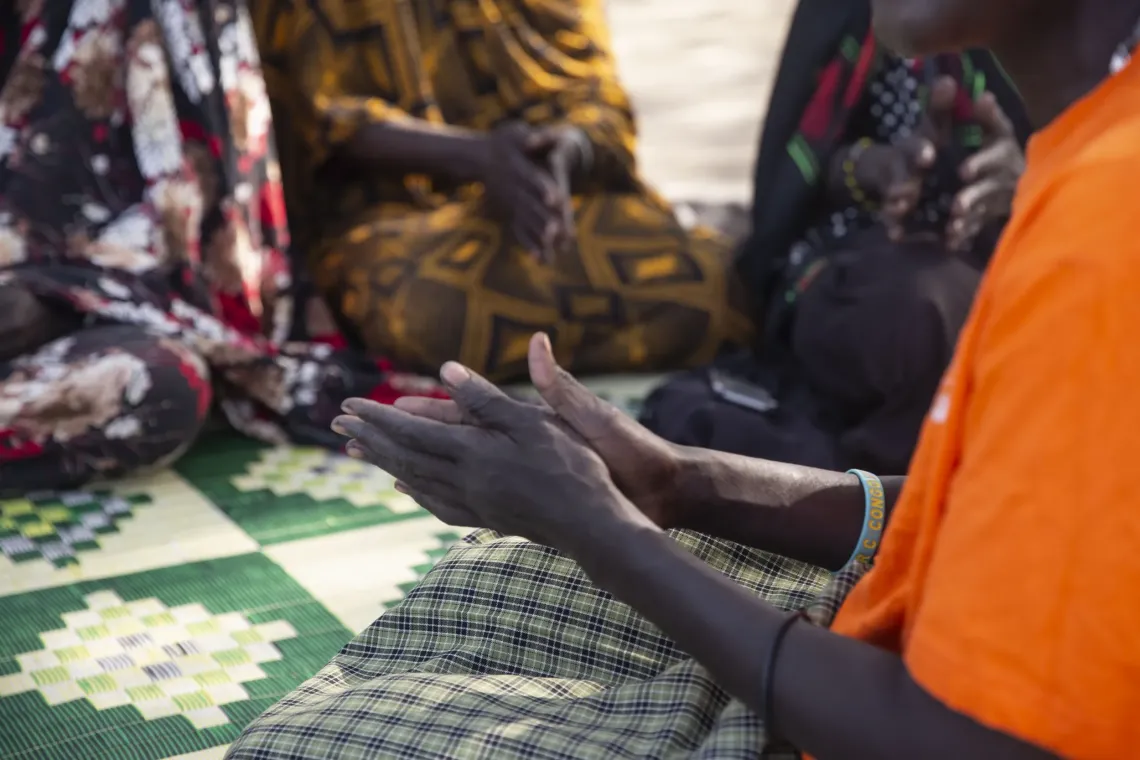 women discussing at a women and girl friendly space in Bentiu, south sudan
