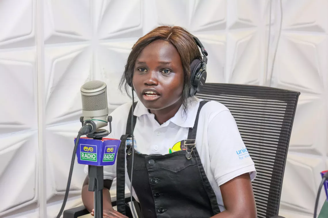 Mary Adut a UNICEF Young Reporter is photographed in Juba, South Sudan at Eye Radio