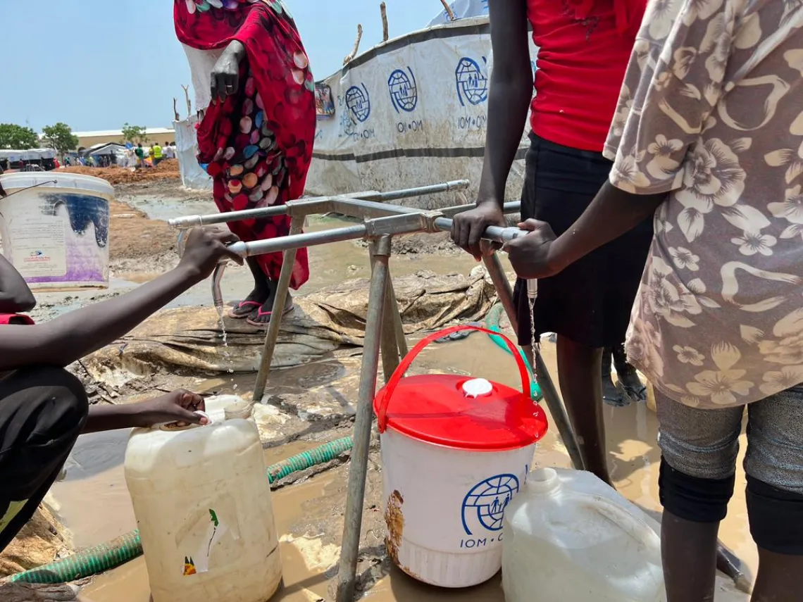 Children at the water point to get clean water, Renk, South Sudan