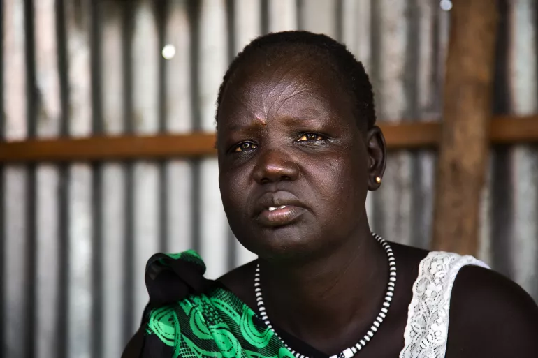 A woman looking straight into the camera