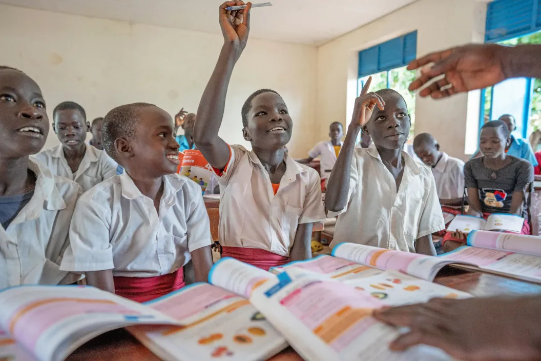 On the 23rd July 2024, students attend class at the recently renovated UNICEF-supported Oyere Primary School in Magwi County, South Sudan.  