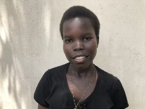 A girl looking into the camera
