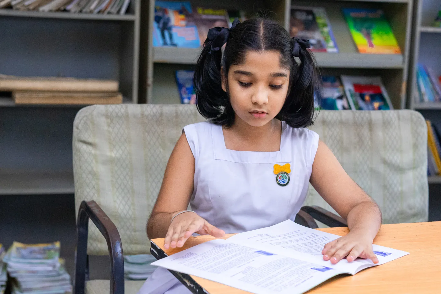 Yehansa at the school library