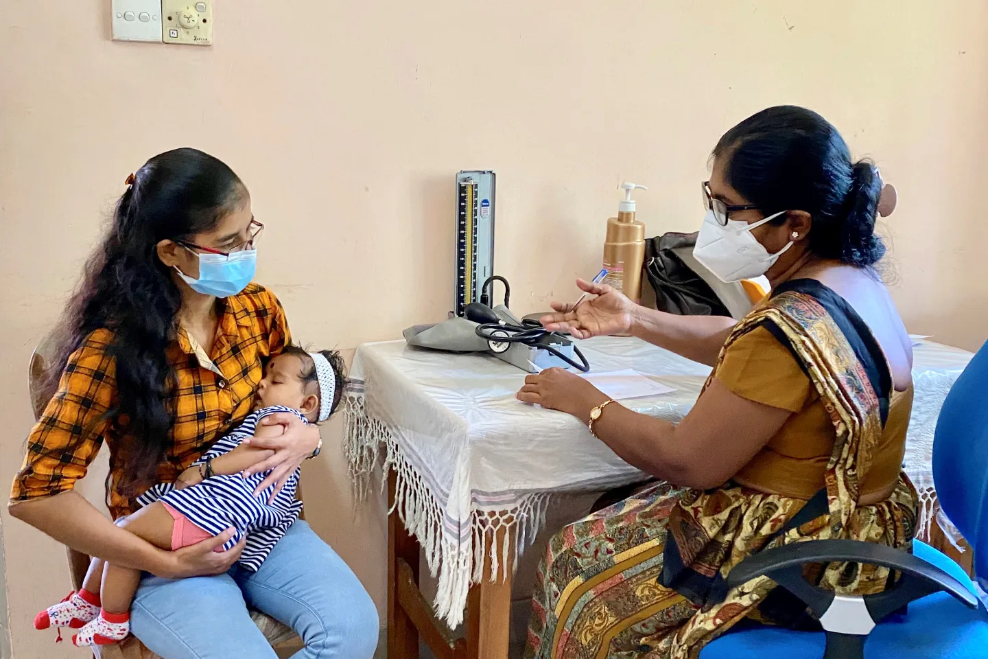 Checking a baby