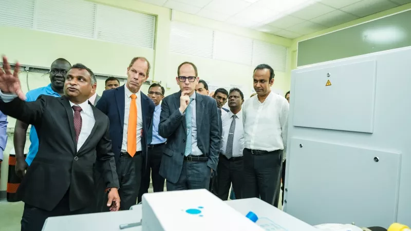 Mr Christian Skoog, UNICEF Representative in Sri Lanka, Minister of Health, Dr Ramesh Pathirana and Mr Eric Walsh, High Commissioner for Canada in Sri Lanka and Maldives.