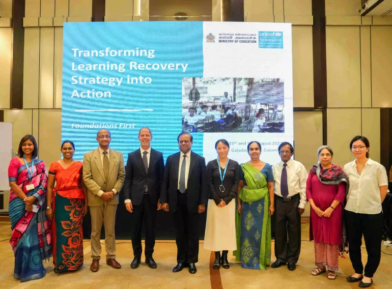 Dr. Susil Premajayantha, Minister of Education, Christian Skoog, UNICEF Representative for Sri Lanka and other officials at the event 