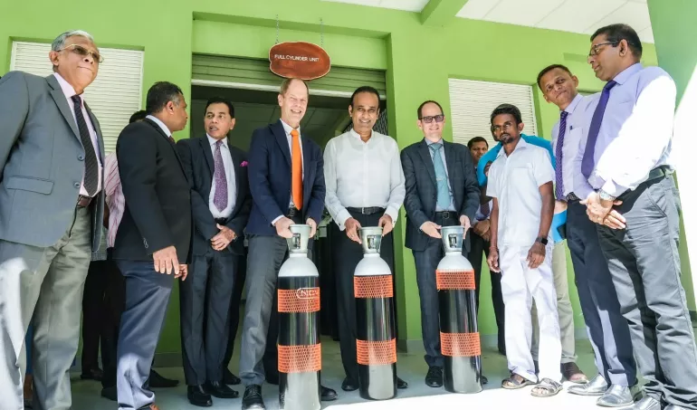 Mr Christian Skoog, UNICEF Representative in Sri Lanka, Minister of Health, Dr Ramesh Pathirana and Mr Eric Walsh, High Commissioner for Canada in Sri Lanka and Maldives.