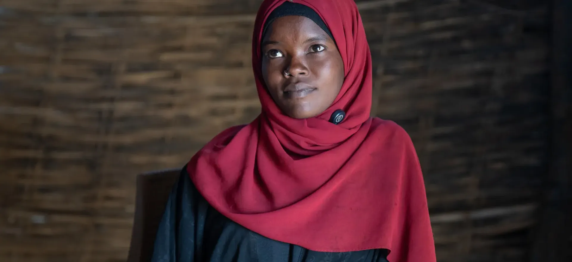 Sudan. Mahla speaks at a session at a women and girls' safe space established by UNICEF in Tawila.