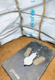 An emergency latrine constructed in communities affected by floods