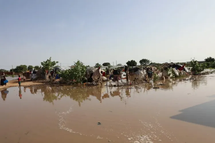 Flooding in a village in Darfur.