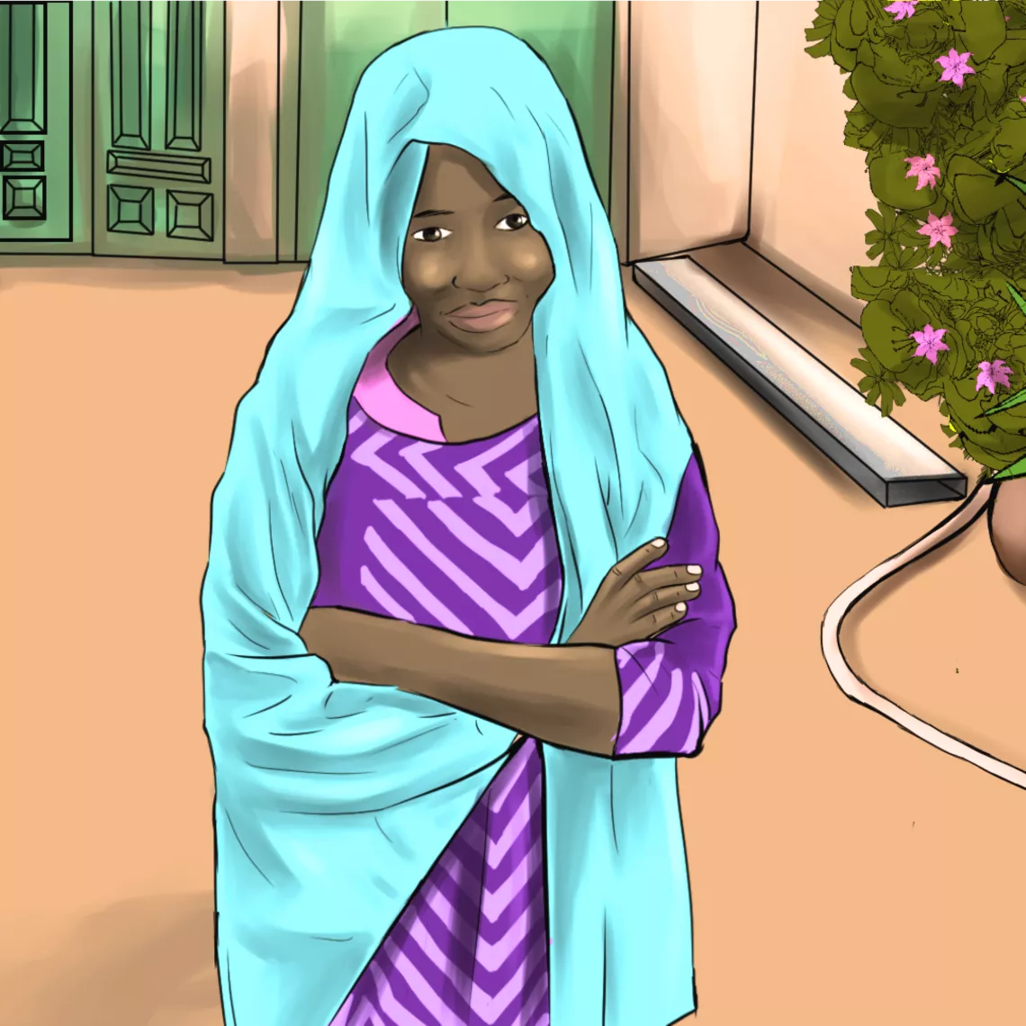 illustration of girl in Sudan