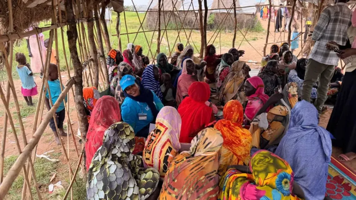 UNICEF SBC Officer, Nasrin Ibnouf interacts with parents and caregivers in the communities.