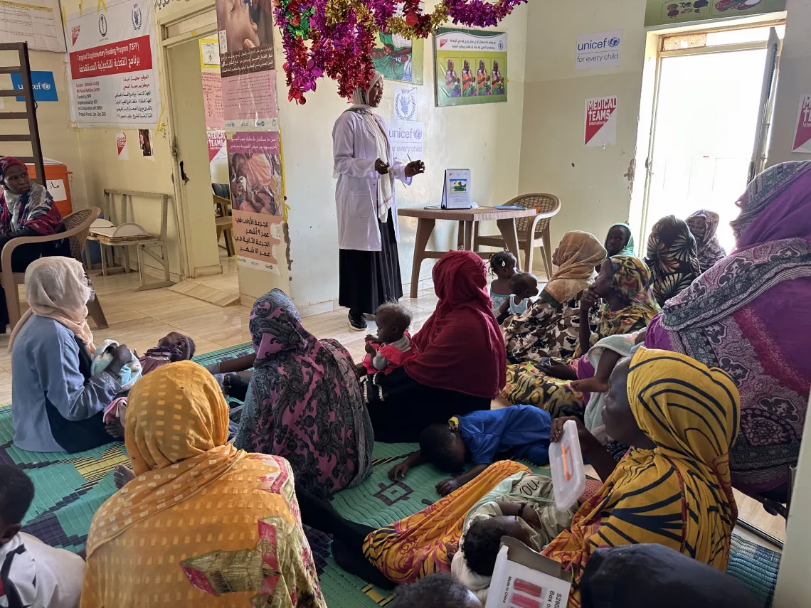 Rayan, a nutrition counsellor delivers a session on infant feeding at the breastfeeding corner in Bir Hamad Primary Healthcare Centre