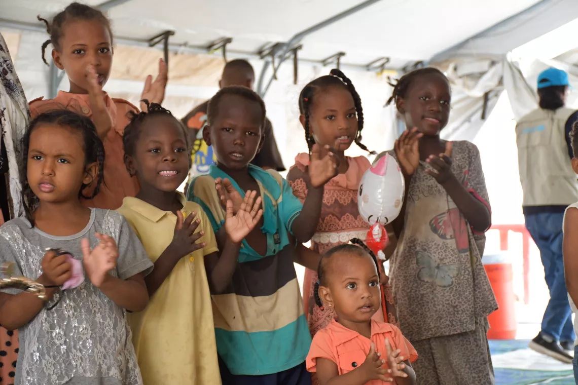 child friendly spaces, e-learning centres, conflict, displaced children, play, fun, learning, digital learning, UNICEF, Sudan, internally displaced children