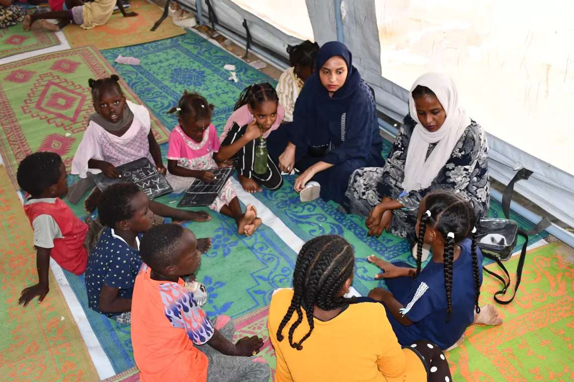 child friendly spaces, e-learning centres, conflict, displaced children, play, fun, learning, digital learning, UNICEF, Sudan, internally displaced children